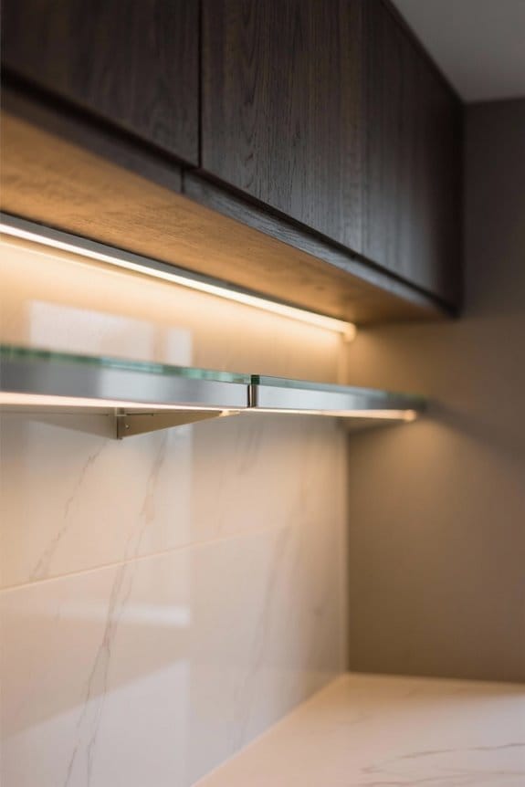 glass shelf lighting options
