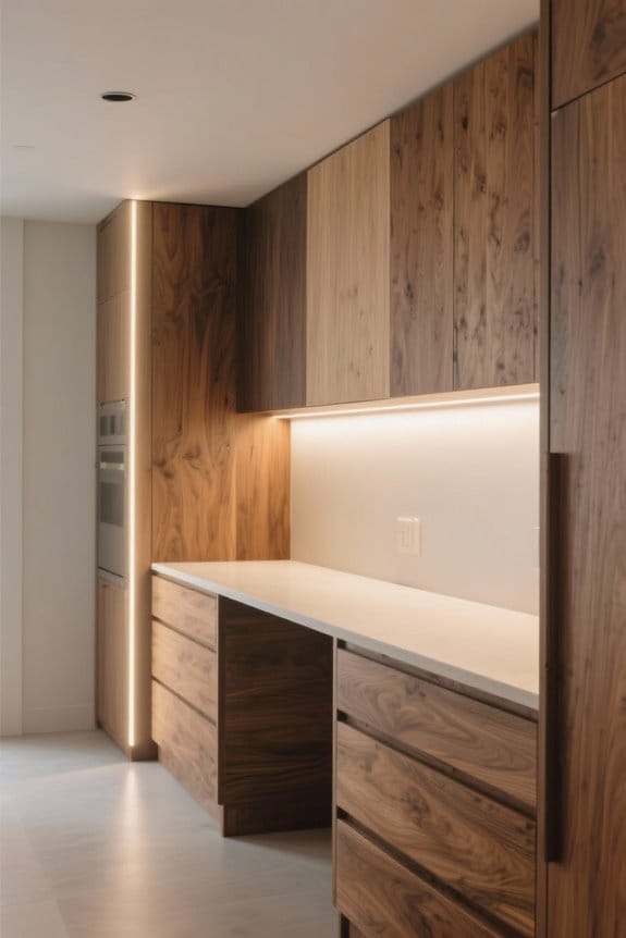 led lighting and wood finishes